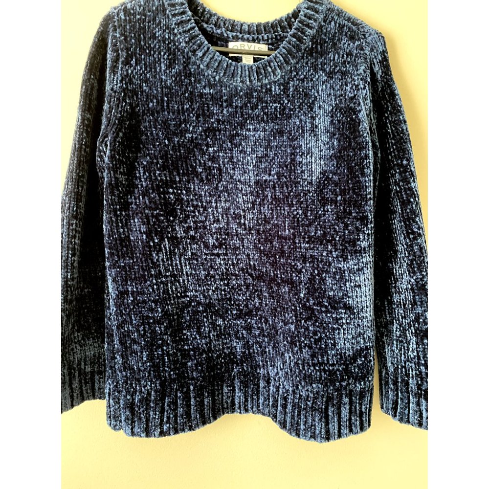 ORVIS Women's crewneck velour blue sweater Small